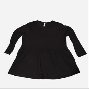 Black babydoll blouse top with long sleeves by Tickled Teal Women's Size 1X Soft